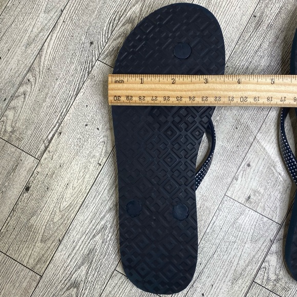 TORY BURCH Dark Blue Floral Flip Flops Size 6/7 - Picture 7 of 10